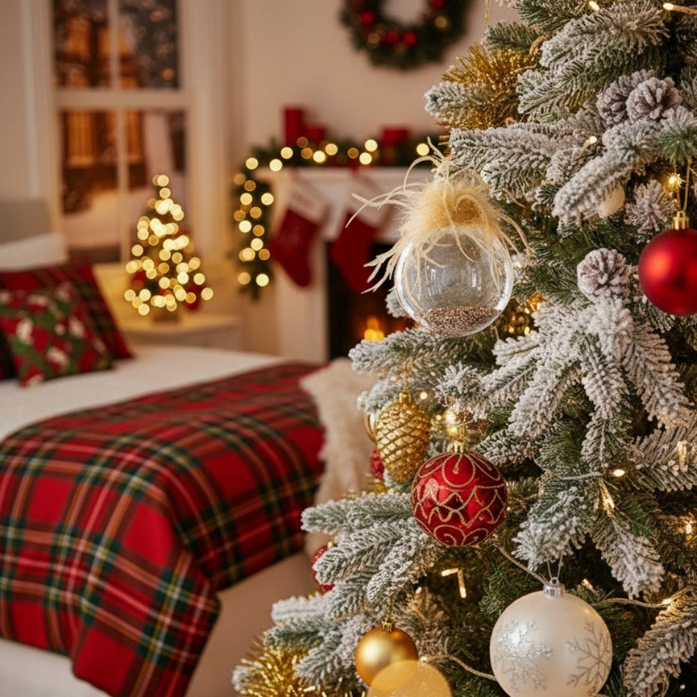 4-Piece 4.7" Hand-Blown Glass Christmas Ornament Set — Luxe Glittered Holiday Balls