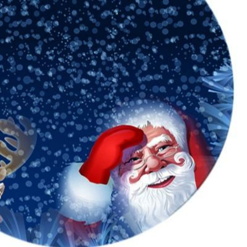 Elastic-Edge Christmas Tablecloth — Waterproof Round Cover (Fits Tables up to 47in) – Elk & Santa Claus / Snow Grandpa Designs