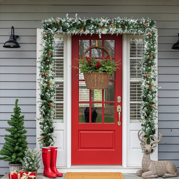 Luxury 9FT Snow-Flocked Pre-Lit Garland (2-Pack)