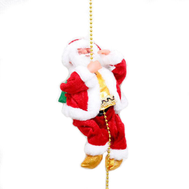 Electric Climbing Santa — Musical Rope Ladder Christmas Decoration (Animated 9in Santa Figure)